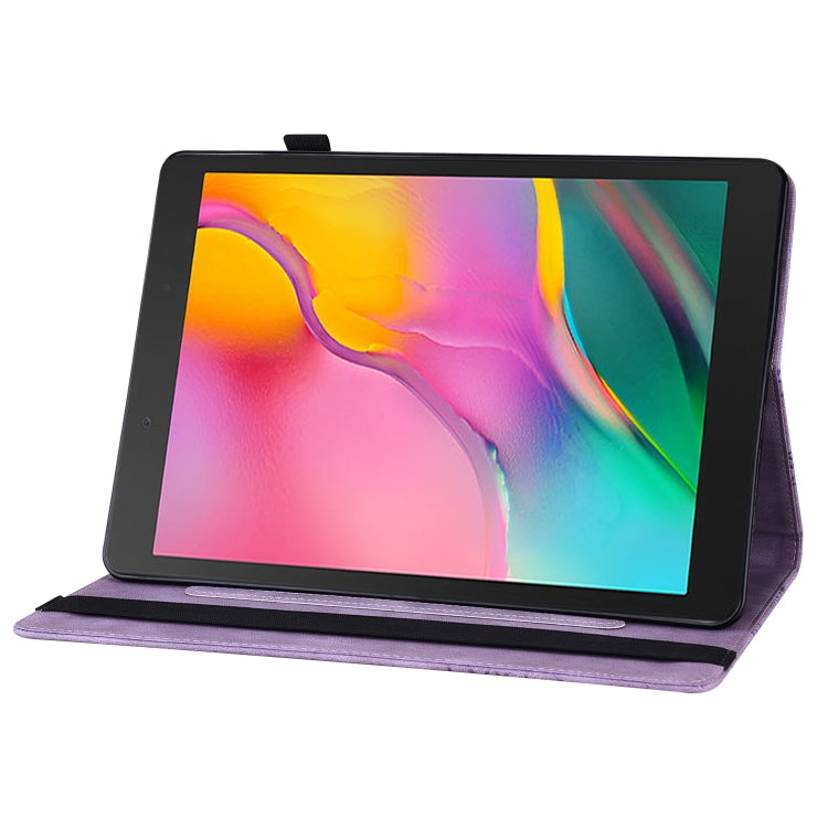 For Samsung Galaxy Tab A 8.0 2019 T290/T295 Big Butterfly Embossed Leather Tablet Case(Purple) - Other Galaxy Tab PC by buy2fix | Online Shopping UK | buy2fix