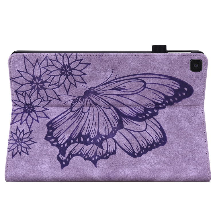 For Samsung Galaxy Tab A 8.0 2019 T290/T295 Big Butterfly Embossed Leather Tablet Case(Purple) - Other Galaxy Tab PC by buy2fix | Online Shopping UK | buy2fix