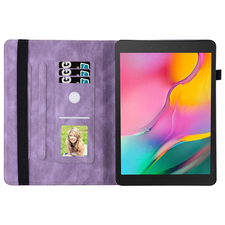 For Samsung Galaxy Tab A 8.0 2019 T290/T295 Big Butterfly Embossed Leather Tablet Case(Purple) - Other Galaxy Tab PC by buy2fix | Online Shopping UK | buy2fix