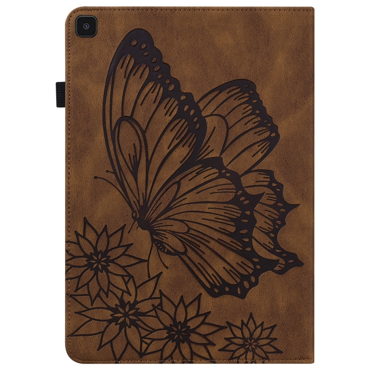 For Samsung Galaxy Tab A 8.0 2019 T290/T295 Big Butterfly Embossed Leather Tablet Case(Brown) - Other Galaxy Tab PC by buy2fix | Online Shopping UK | buy2fix