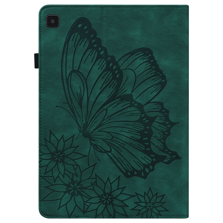 For Samsung Galaxy Tab S6 Lite P610 Big Butterfly Embossed Smart Leather Tablet Case(Green) by buy2fix