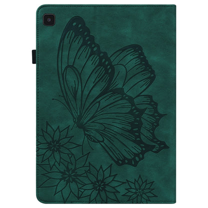 For Samsung Galaxy Tab S6 Lite P610 Big Butterfly Embossed Smart Leather Tablet Case(Green) by buy2fix