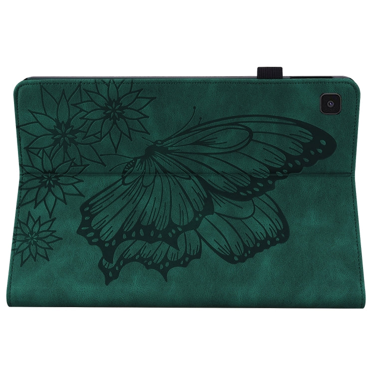 For Samsung Galaxy Tab S6 Lite P610 Big Butterfly Embossed Smart Leather Tablet Case(Green) by buy2fix