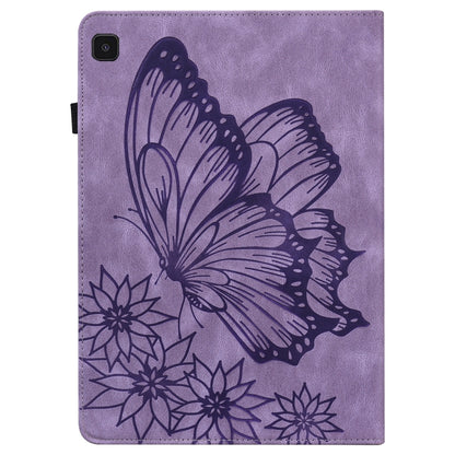 For Samsung Galaxy Tab S6 Lite P610 Big Butterfly Embossed Smart Leather Tablet Case(Purple) by buy2fix
