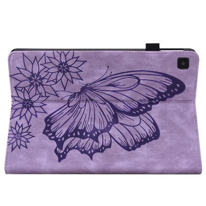 For Samsung Galaxy Tab S6 Lite P610 Big Butterfly Embossed Smart Leather Tablet Case(Purple) by buy2fix