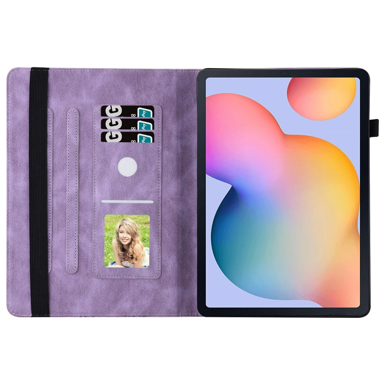 For Samsung Galaxy Tab S6 Lite P610 Big Butterfly Embossed Smart Leather Tablet Case(Purple) by buy2fix