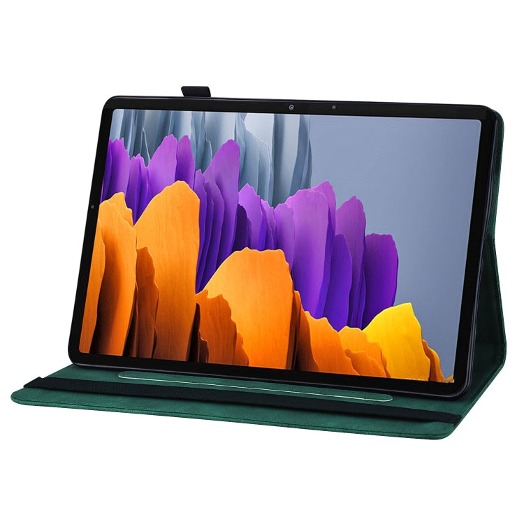 For Samsung Galaxy Tab S7 T870 Big Butterfly Embossed Leather Tablet Case(Green) - Galaxy Tab S7 by buy2fix | Online Shopping UK | buy2fix