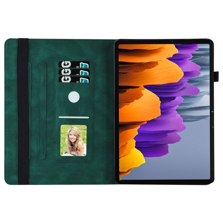 For Samsung Galaxy Tab S7 T870 Big Butterfly Embossed Leather Tablet Case(Green) - Galaxy Tab S7 by buy2fix | Online Shopping UK | buy2fix
