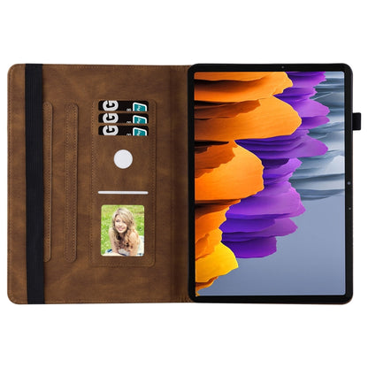 For Samsung Galaxy Tab S7 T870 Big Butterfly Embossed Leather Tablet Case(Brown) - Galaxy Tab S7 by buy2fix | Online Shopping UK | buy2fix