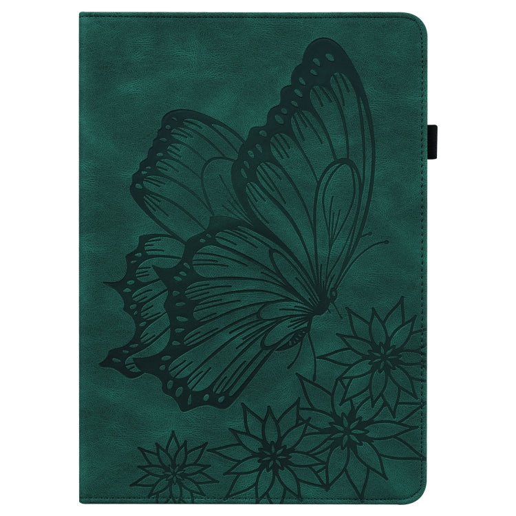 For Samsung Galaxy Tab S8 Big Butterfly Embossed Leather Tablet Case(Green) by buy2fix