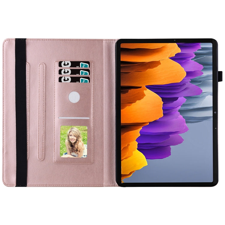 For Samsung Galaxy Tab S8 Big Butterfly Embossed Leather Tablet Case(Rose Gold) - Galaxy Tab S8 Cases by buy2fix | Online Shopping UK | buy2fix