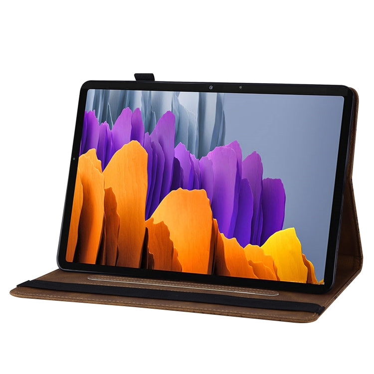 For Samsung Galaxy Tab S8 Big Butterfly Embossed Leather Tablet Case(Brown) - Galaxy Tab S8 Cases by buy2fix | Online Shopping UK | buy2fix