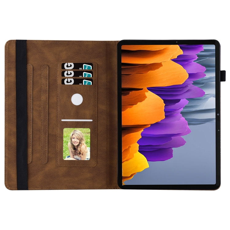 For Samsung Galaxy Tab S8 Big Butterfly Embossed Leather Tablet Case(Brown) - Galaxy Tab S8 Cases by buy2fix | Online Shopping UK | buy2fix