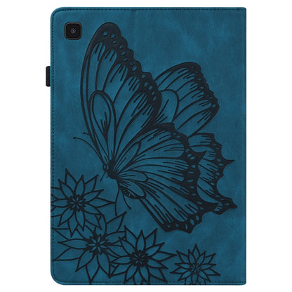 For Samsung Galaxy Tab S5e T720/T725 Big Butterfly Embossed Leather Tablet Case(Blue) - Tab S5E 10.5 T720 / T725 by buy2fix | Online Shopping UK | buy2fix
