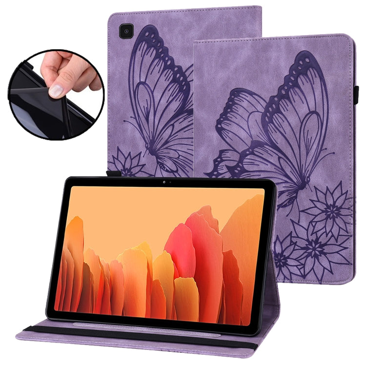 For Samsung Galaxy Tab S5e T720/T725 Big Butterfly Embossed Leather Tablet Case(Purple) - Tab S5E 10.5 T720 / T725 by buy2fix | Online Shopping UK | buy2fix