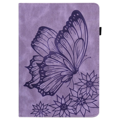 For Samsung Galaxy Tab S5e T720/T725 Big Butterfly Embossed Leather Tablet Case(Purple) - Tab S5E 10.5 T720 / T725 by buy2fix | Online Shopping UK | buy2fix