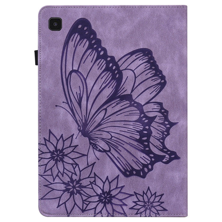 For Samsung Galaxy Tab S5e T720/T725 Big Butterfly Embossed Leather Tablet Case(Purple) - Tab S5E 10.5 T720 / T725 by buy2fix | Online Shopping UK | buy2fix