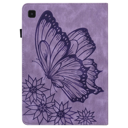 For Samsung Galaxy Tab S5e T720/T725 Big Butterfly Embossed Leather Tablet Case(Purple) - Tab S5E 10.5 T720 / T725 by buy2fix | Online Shopping UK | buy2fix