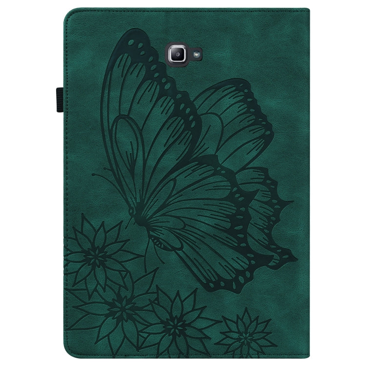 For Samsung Galaxy Tab A 10.1 2016 T580/T585 Big Butterfly Embossed Leather Tablet Case(Green) - Tab A 10.1 by buy2fix | Online Shopping UK | buy2fix
