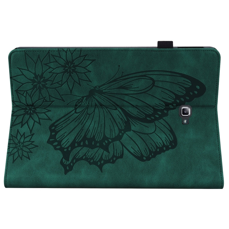 For Samsung Galaxy Tab A 10.1 2016 T580/T585 Big Butterfly Embossed Leather Tablet Case(Green) - Tab A 10.1 by buy2fix | Online Shopping UK | buy2fix