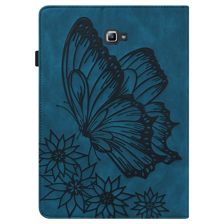 For Samsung Galaxy Tab A 10.1 2016 T580/T585 Big Butterfly Embossed Leather Tablet Case(Blue) - Tab A 10.1 by buy2fix | Online Shopping UK | buy2fix