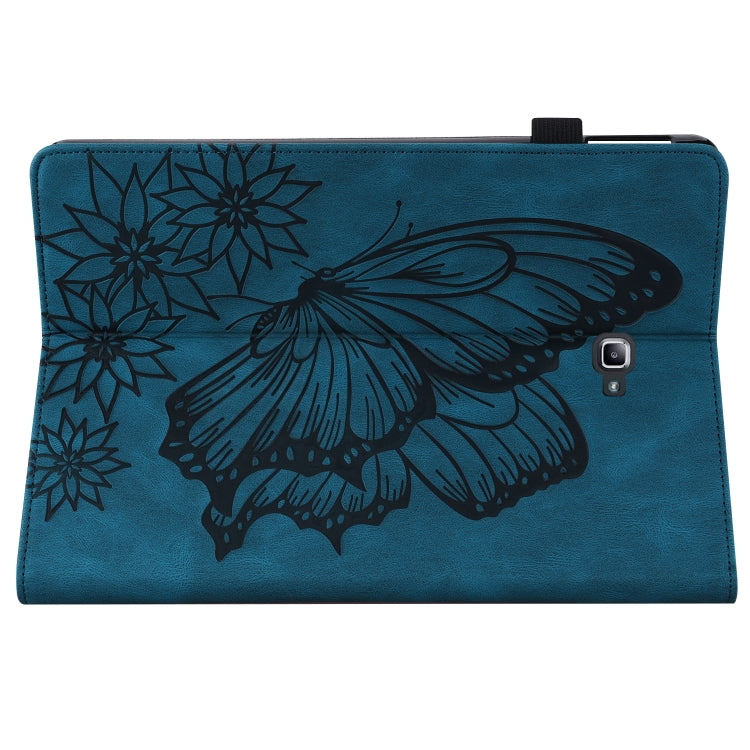 For Samsung Galaxy Tab A 10.1 2016 T580/T585 Big Butterfly Embossed Leather Tablet Case(Blue) - Tab A 10.1 by buy2fix | Online Shopping UK | buy2fix