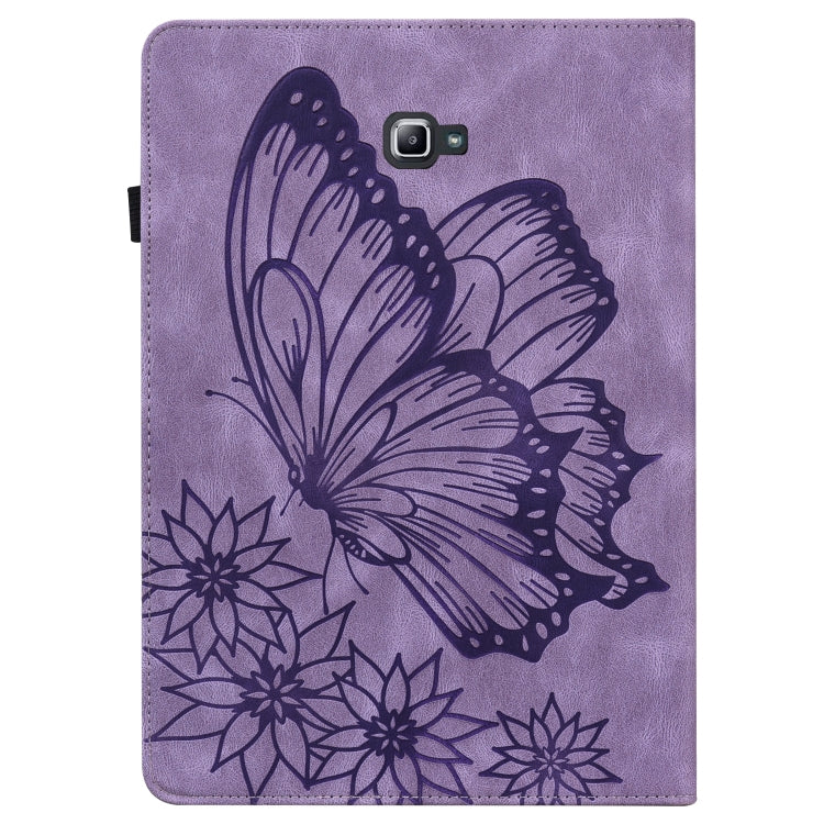 For Samsung Galaxy Tab A 10.1 2016 T580/T585 Big Butterfly Embossed Leather Tablet Case(Purple) - Tab A 10.1 by buy2fix | Online Shopping UK | buy2fix