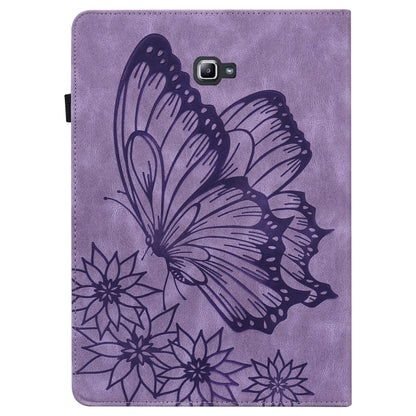 For Samsung Galaxy Tab A 10.1 2016 T580/T585 Big Butterfly Embossed Leather Tablet Case(Purple) - Tab A 10.1 by buy2fix | Online Shopping UK | buy2fix