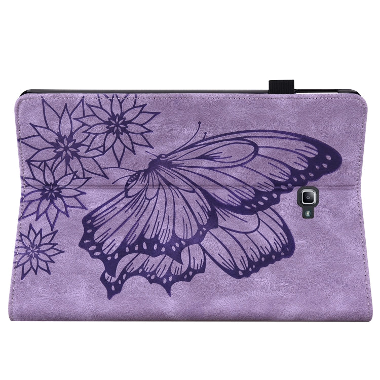 For Samsung Galaxy Tab A 10.1 2016 T580/T585 Big Butterfly Embossed Leather Tablet Case(Purple) - Tab A 10.1 by buy2fix | Online Shopping UK | buy2fix