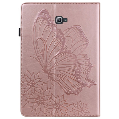 For Samsung Galaxy Tab A 10.1 2016 T580/T585 Big Butterfly Embossed Leather Tablet Case(Rose Gold) - Tab A 10.1 by buy2fix | Online Shopping UK | buy2fix