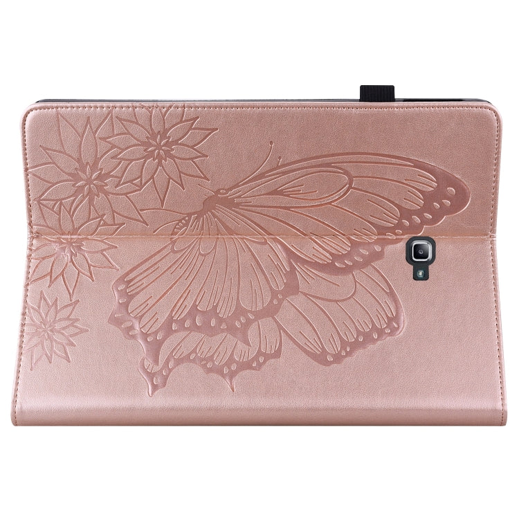 For Samsung Galaxy Tab A 10.1 2016 T580/T585 Big Butterfly Embossed Leather Tablet Case(Rose Gold) - Tab A 10.1 by buy2fix | Online Shopping UK | buy2fix