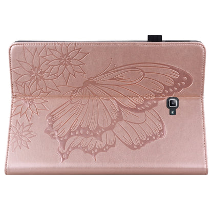 For Samsung Galaxy Tab A 10.1 2016 T580/T585 Big Butterfly Embossed Leather Tablet Case(Rose Gold) - Tab A 10.1 by buy2fix | Online Shopping UK | buy2fix