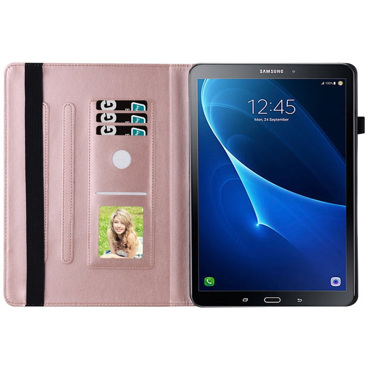 For Samsung Galaxy Tab A 10.1 2016 T580/T585 Big Butterfly Embossed Leather Tablet Case(Rose Gold) - Tab A 10.1 by buy2fix | Online Shopping UK | buy2fix