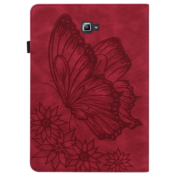 For Samsung Galaxy Tab A 10.1 2016 T580/T585 Big Butterfly Embossed Leather Tablet Case(Red) - Tab A 10.1 by buy2fix | Online Shopping UK | buy2fix