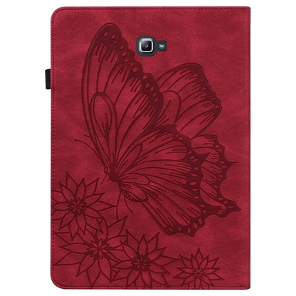 For Samsung Galaxy Tab A 10.1 2016 T580/T585 Big Butterfly Embossed Leather Tablet Case(Red) - Tab A 10.1 by buy2fix | Online Shopping UK | buy2fix