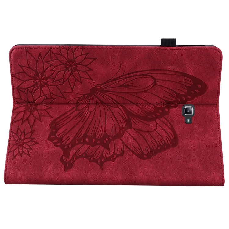For Samsung Galaxy Tab A 10.1 2016 T580/T585 Big Butterfly Embossed Leather Tablet Case(Red) - Tab A 10.1 by buy2fix | Online Shopping UK | buy2fix