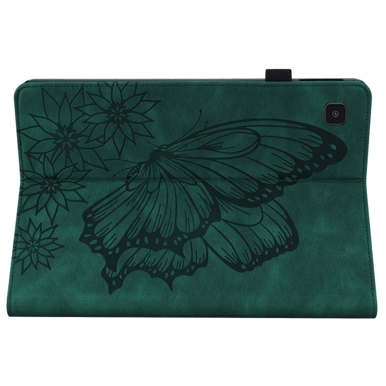 For Samsung Galaxy Tab A7 T500 Big Butterfly Embossed Leather Tablet Case(Green) - Other Galaxy Tab PC by buy2fix | Online Shopping UK | buy2fix