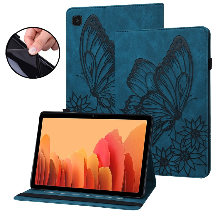 For Samsung Galaxy Tab A7 T500 Big Butterfly Embossed Leather Tablet Case(Blue) - Other Galaxy Tab PC by buy2fix | Online Shopping UK | buy2fix