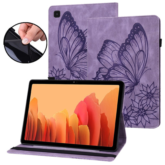 For Samsung Galaxy Tab A7 T500 Big Butterfly Embossed Leather Tablet Case(Purple) - Other Galaxy Tab PC by buy2fix | Online Shopping UK | buy2fix