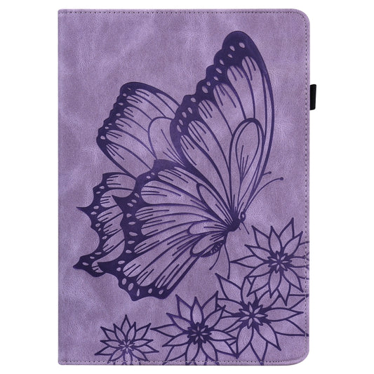 For Samsung Galaxy Tab A7 T500 Big Butterfly Embossed Leather Tablet Case(Purple) - Other Galaxy Tab PC by buy2fix | Online Shopping UK | buy2fix