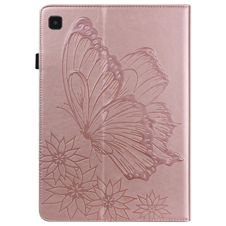 For Samsung Galaxy Tab A7 T500 Big Butterfly Embossed Leather Tablet Case(Rose Gold) - Other Galaxy Tab PC by buy2fix | Online Shopping UK | buy2fix
