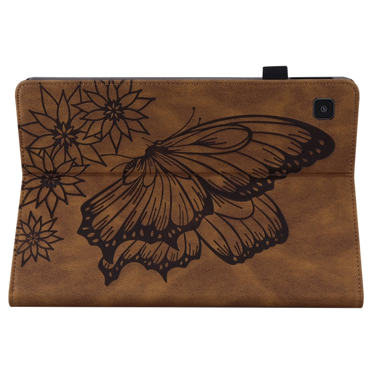 For Samsung Galaxy Tab A7 T500 Big Butterfly Embossed Leather Tablet Case(Brown) - Other Galaxy Tab PC by buy2fix | Online Shopping UK | buy2fix