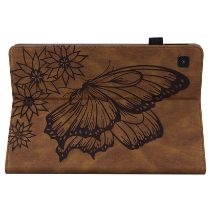 For Samsung Galaxy Tab A7 T500 Big Butterfly Embossed Leather Tablet Case(Brown) - Other Galaxy Tab PC by buy2fix | Online Shopping UK | buy2fix