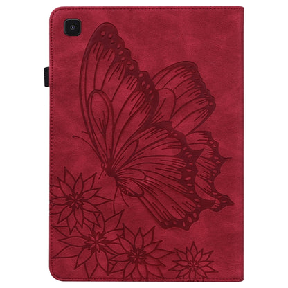 For Samsung Galaxy Tab A7 T500 Big Butterfly Embossed Leather Tablet Case(Red) - Other Galaxy Tab PC by buy2fix | Online Shopping UK | buy2fix