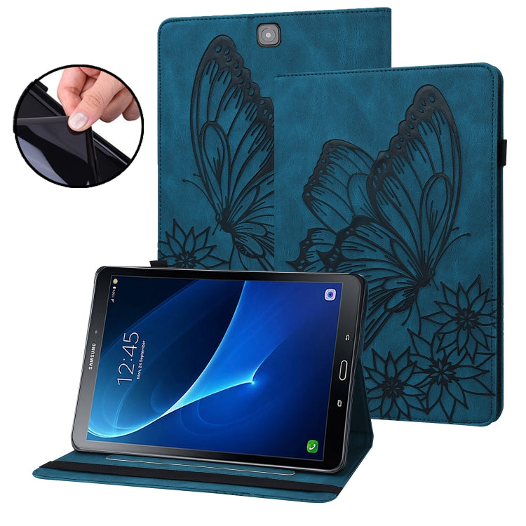 For Samsung Galaxy Tab S2 9.7 T810/T815 Big Butterfly Embossed Leather Tablet Case(Blue) - Other Galaxy Tab PC by buy2fix | Online Shopping UK | buy2fix