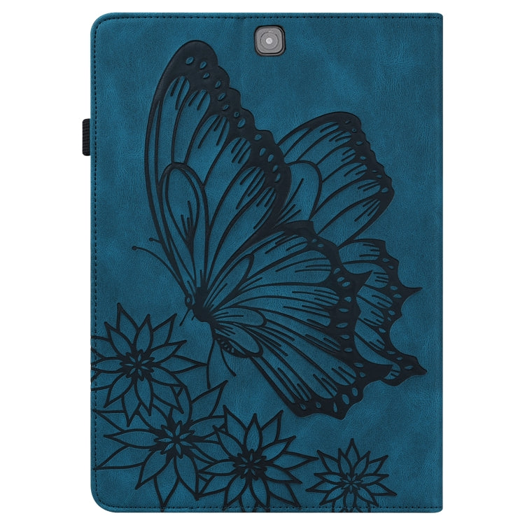 For Samsung Galaxy Tab S2 9.7 T810/T815 Big Butterfly Embossed Leather Tablet Case(Blue) - Other Galaxy Tab PC by buy2fix | Online Shopping UK | buy2fix