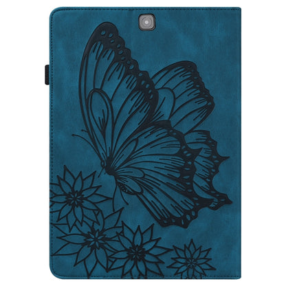 For Samsung Galaxy Tab S2 9.7 T810/T815 Big Butterfly Embossed Leather Tablet Case(Blue) - Other Galaxy Tab PC by buy2fix | Online Shopping UK | buy2fix