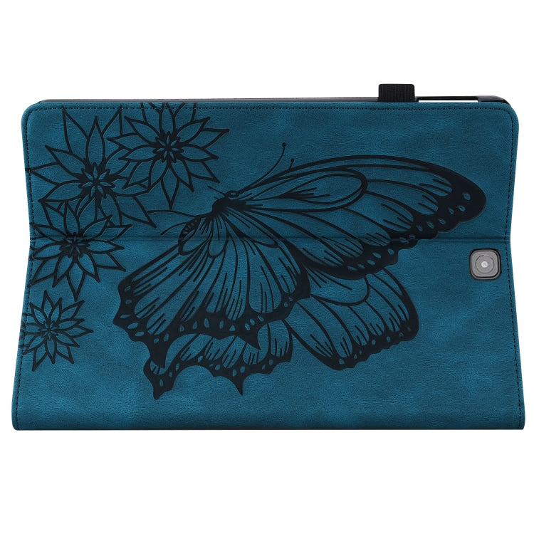 For Samsung Galaxy Tab S2 9.7 T810/T815 Big Butterfly Embossed Leather Tablet Case(Blue) - Other Galaxy Tab PC by buy2fix | Online Shopping UK | buy2fix