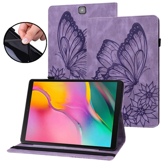 For Samsung Galaxy Tab S2 9.7 T810/T815 Big Butterfly Embossed Leather Tablet Case(Purple) - Other Galaxy Tab PC by buy2fix | Online Shopping UK | buy2fix
