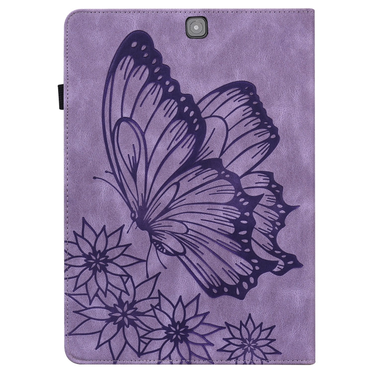 For Samsung Galaxy Tab S2 9.7 T810/T815 Big Butterfly Embossed Leather Tablet Case(Purple) - Other Galaxy Tab PC by buy2fix | Online Shopping UK | buy2fix